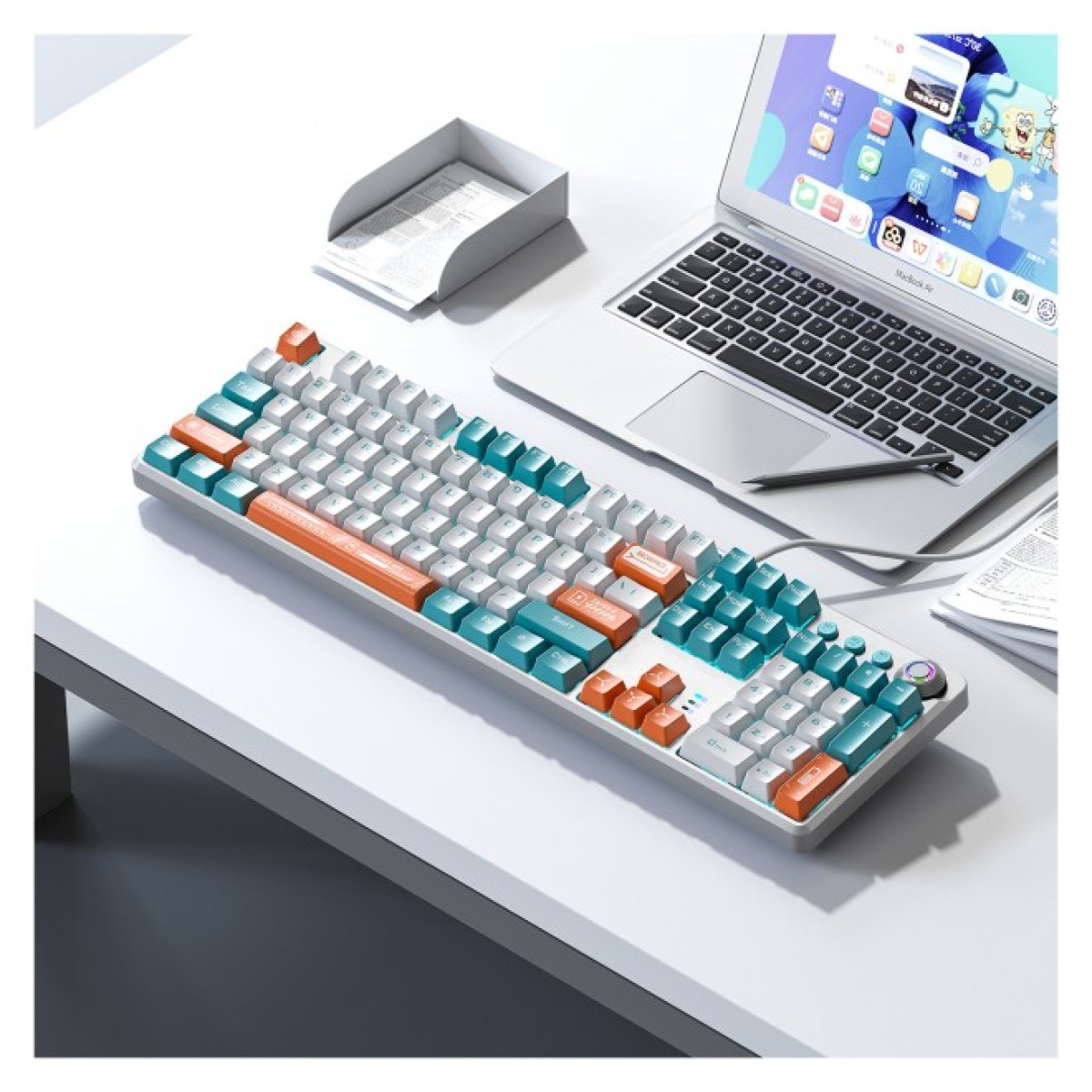 Клавіатура Aula F2088 PRO Plus 9 Orange Keys KRGD Blue USB UA White/Blue (6948391234908) 98_98.jpg - фото 6