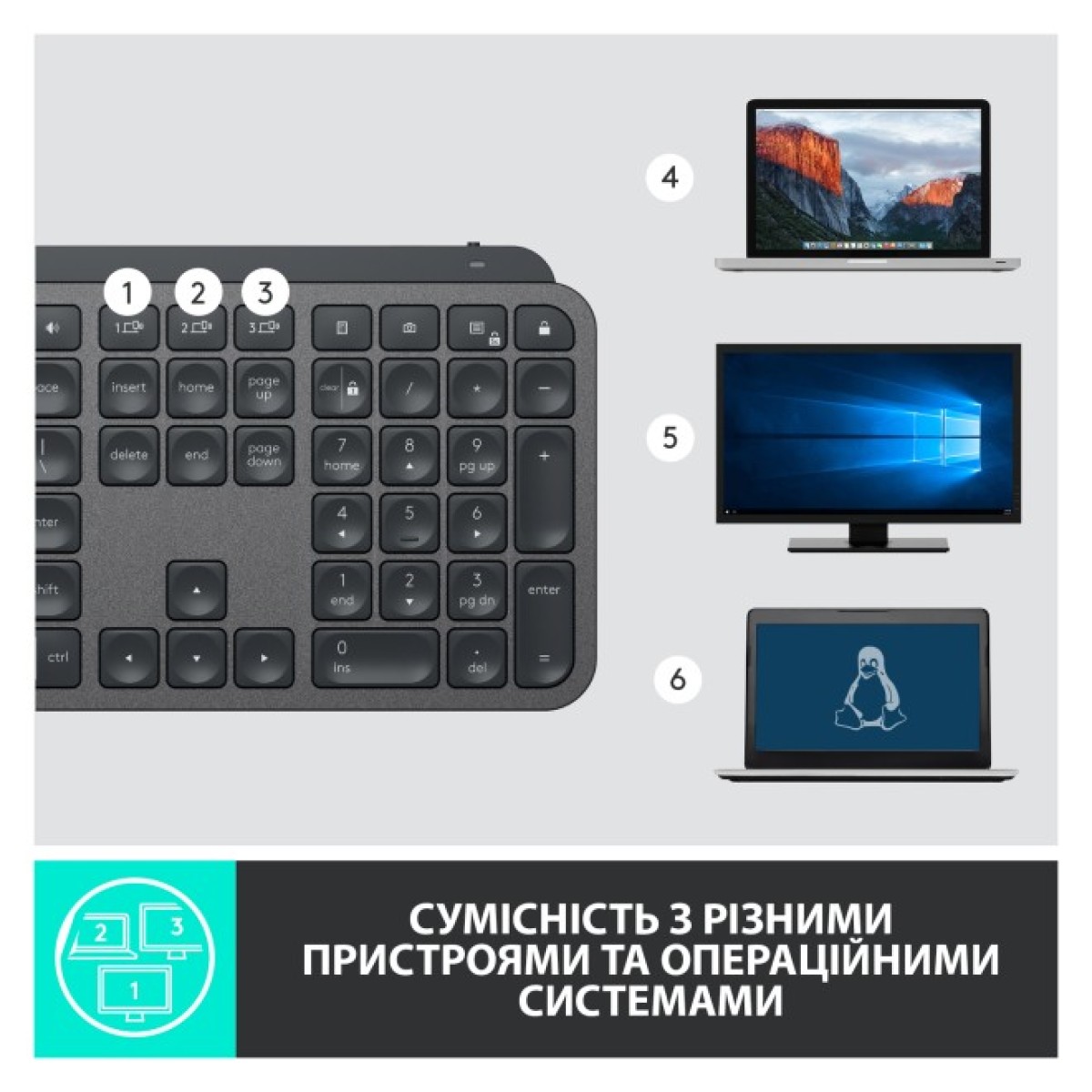 Клавіатура Logitech MX Keys Advanced for Business Wireless Illuminated UA Graphite (920-010251) 98_98.jpg - фото 3