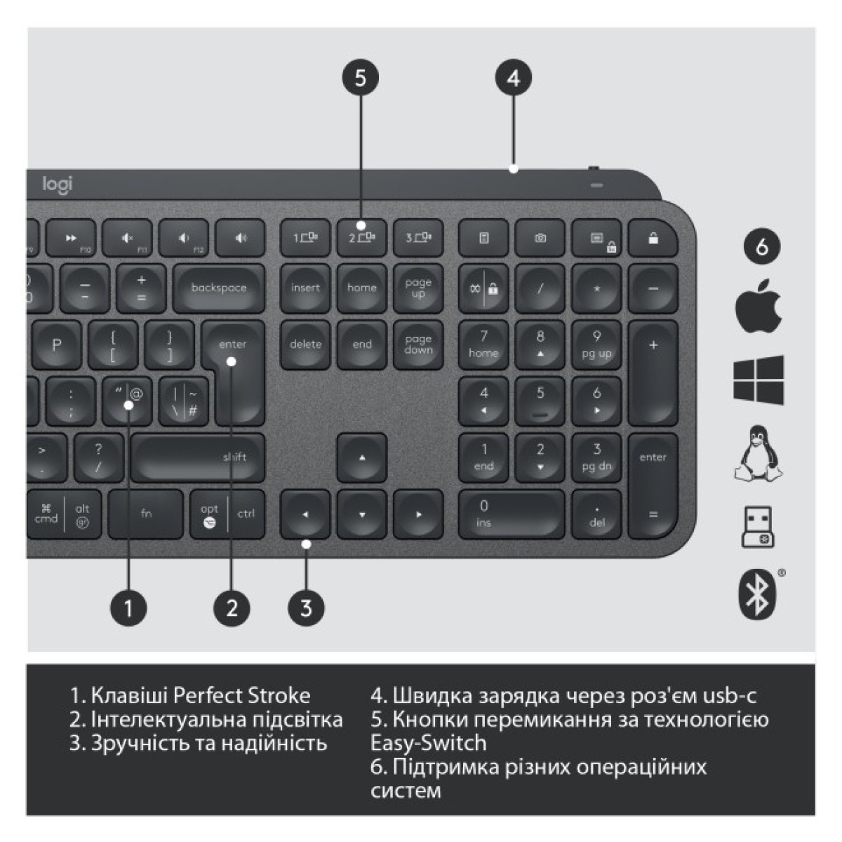 Клавіатура Logitech MX Keys Advanced for Business Wireless Illuminated UA Graphite (920-010251) 98_98.jpg - фото 11