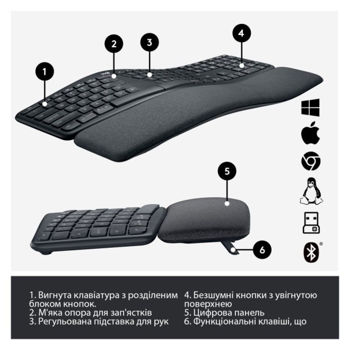 Клавіатура Logitech ERGO K860 for Business Bluetooth/Wireless UA Black (920-010352) 98_98.jpg - фото 10