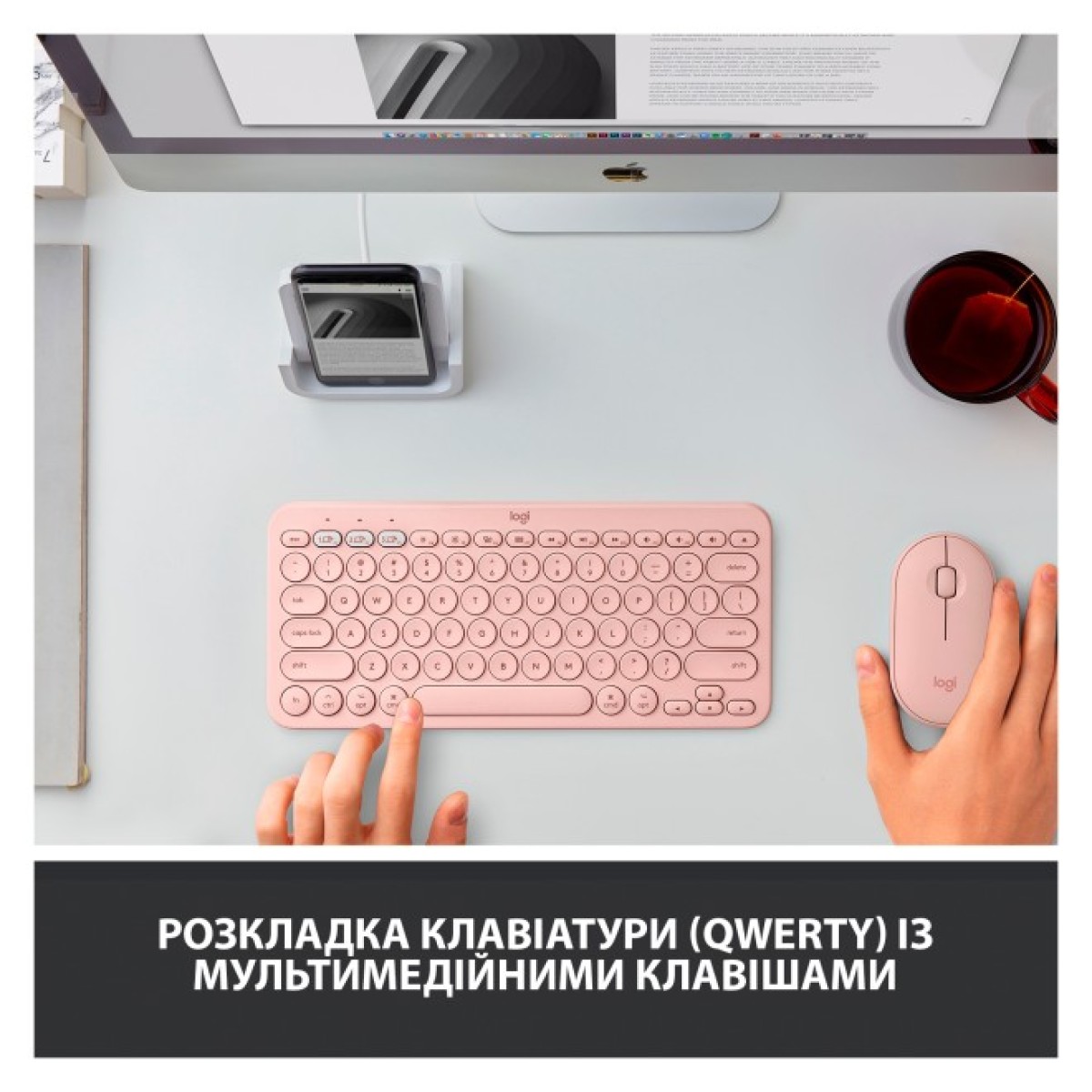 Клавіатура Logitech K380 for MAC Multi-Device Bluetooth UA Rose (920-010406) 98_98.jpg - фото 4