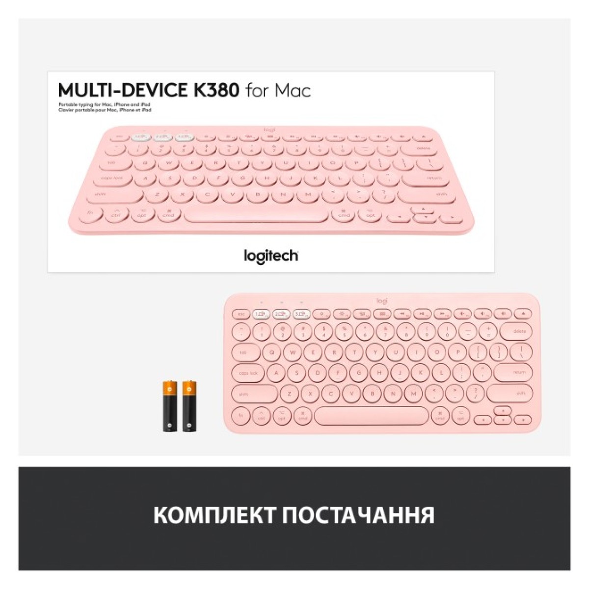 Клавіатура Logitech K380 for MAC Multi-Device Bluetooth UA Rose (920-010406) 98_98.jpg - фото 6