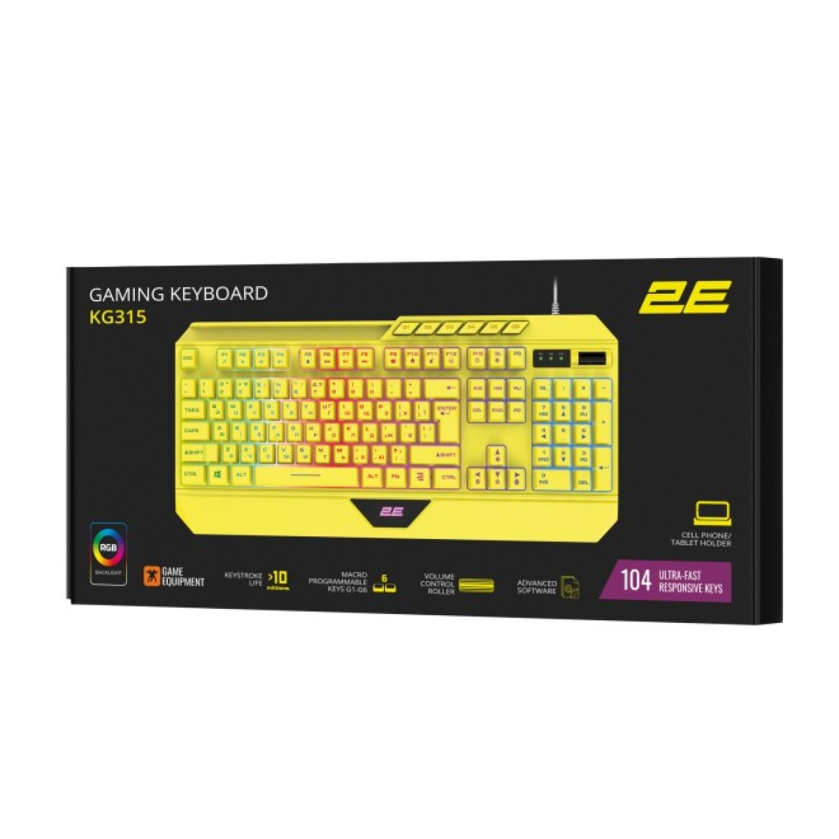 Клавиатура 2E Gaming KG315 RGB USB UA Yellow (2E-KG315UYW) 98_98.jpg - фото 3