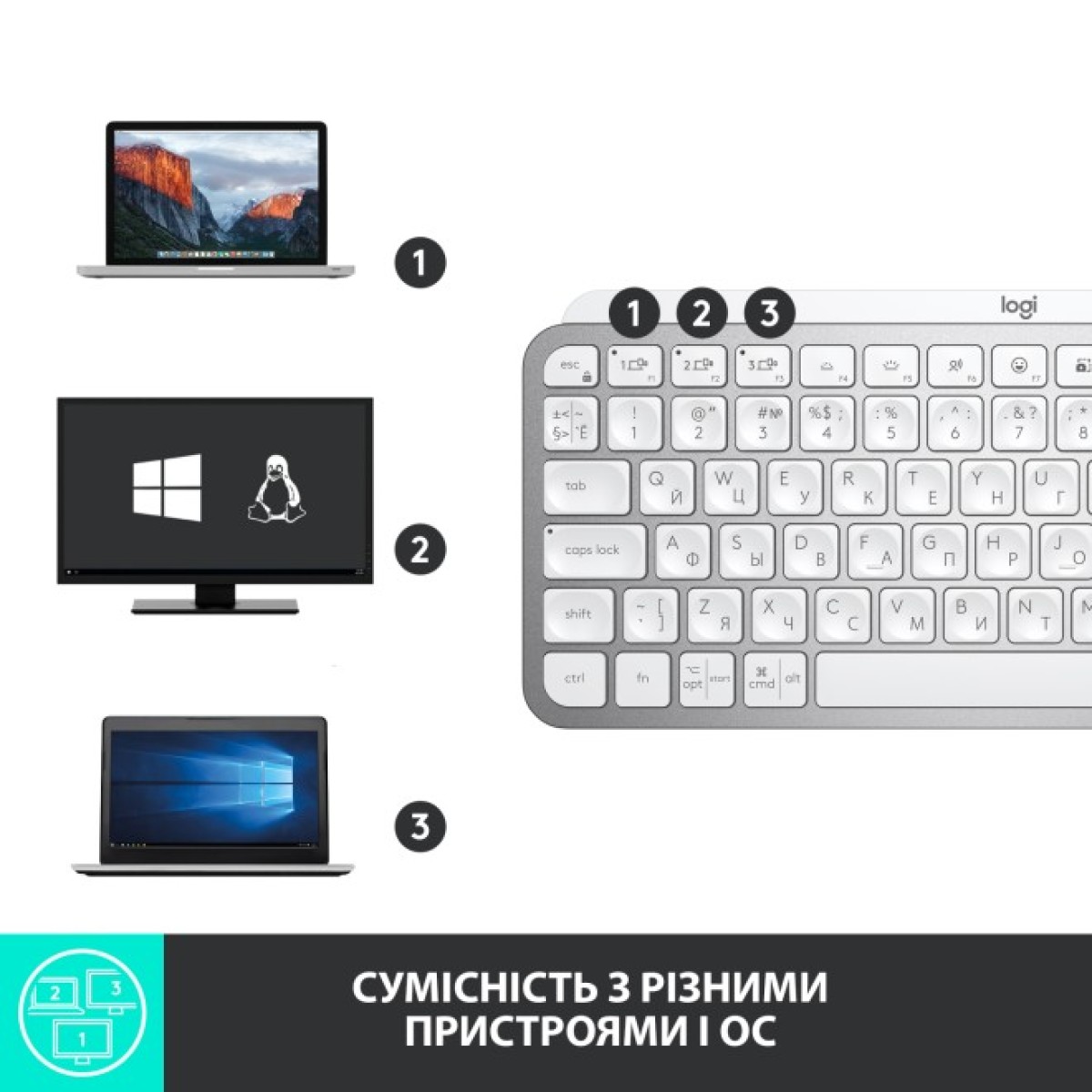 Клавиатура Logitech MX Keys Mini Wireless Illuminated UA Pale Grey (920-010499) 98_98.jpg - фото 6