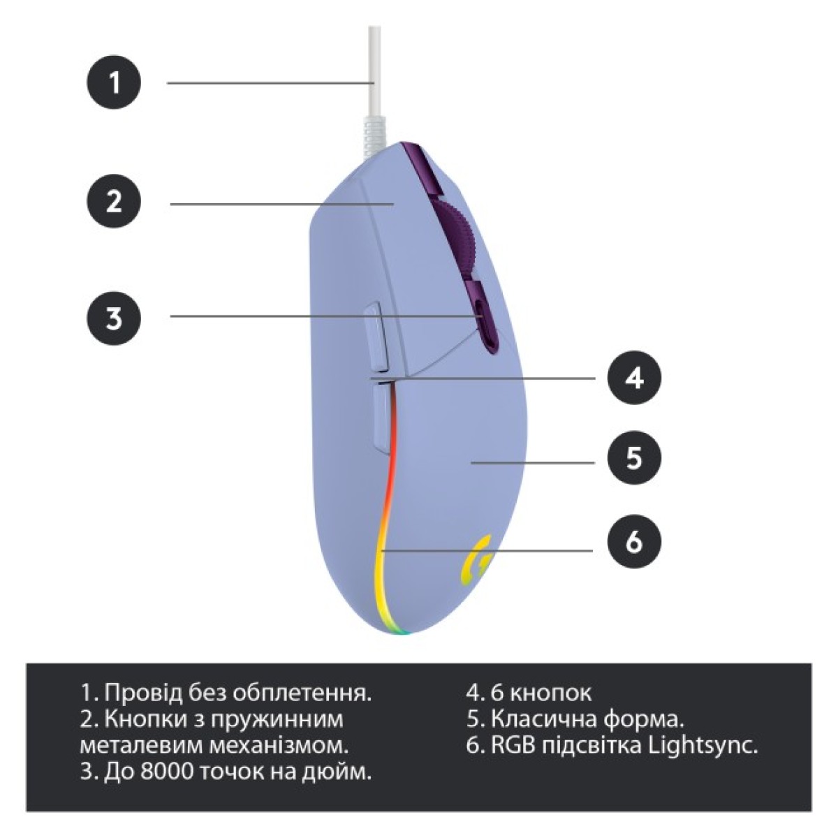 Мышка Logitech G102 Lightsync Lilac (910-005854) 98_98.jpg - фото 2