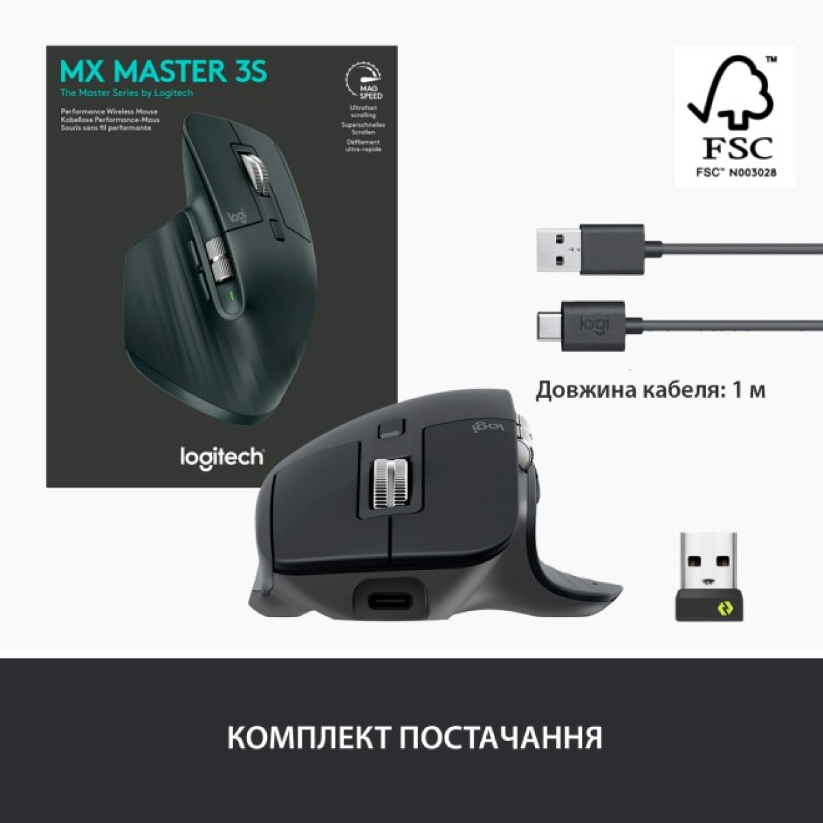 Мишка Logitech MX Master 3S Performance Wireless Mouse Bluetooth Graphite (910-006559) 98_98.jpg - фото 4