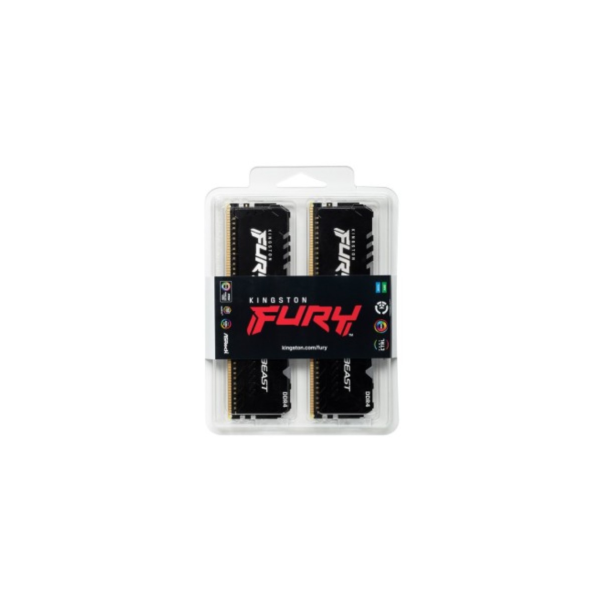 Модуль пам'яті для комп'ютера DDR4 16GB (2x8GB) 3200 MHz Fury Beast RGB Kingston Fury (ex.HyperX) (KF432C16BBAK2/16) 98_98.jpg - фото 4