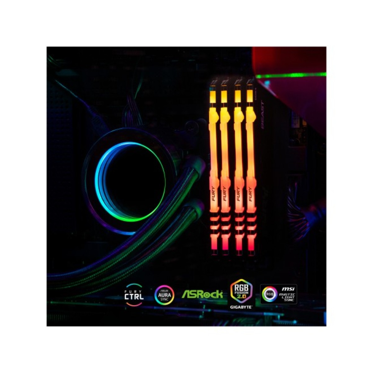 Модуль пам'яті для комп'ютера DDR4 64GB (2x32GB) 3600 MHz Fury Beast RGB Kingston Fury (ex.HyperX) (KF436C18BBAK2/64) 98_98.jpg - фото 6