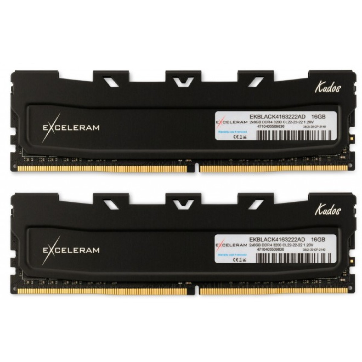 Модуль пам'яті для комп'ютера DDR4 16GB (2x8GB) 3200 MHz Black Kudos eXceleram (EKBLACK4163222AD) 256_256.jpg