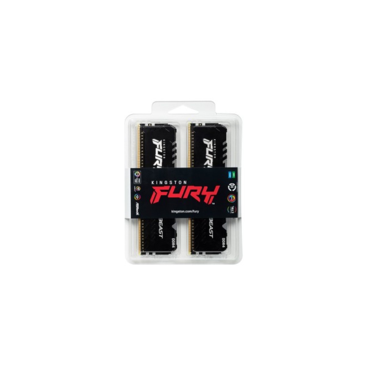 Модуль пам'яті для комп'ютера DDR4 16GB (2x8GB) 3600 MHz Fury Beast RGB Kingston Fury (ex.HyperX) (KF436C17BBAK2/16) 98_98.jpg - фото 3