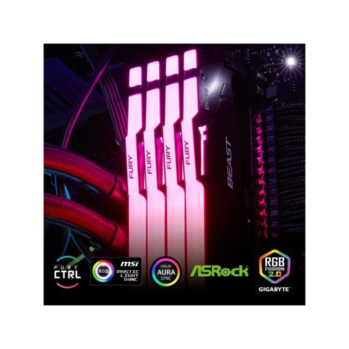 Модуль памяти для компьютера DDR5 16GB (2x8GB) 5200 MHz Beast RGB Kingston Fury (ex.HyperX) (KF552C36BBEAK2-16) 98_98.jpg - фото 5