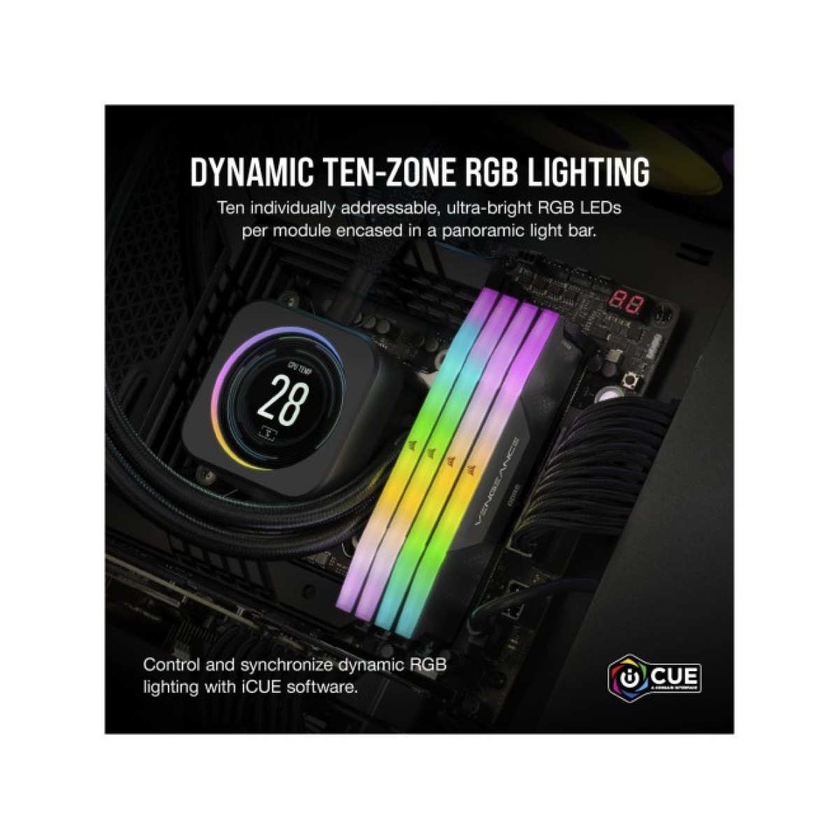 Модуль памяти для компьютера DDR5 32GB (2x16GB) 5600 MHz Vengeance RGB Corsair (CMH32GX5M2B5600C36K) 98_98.jpg - фото 4