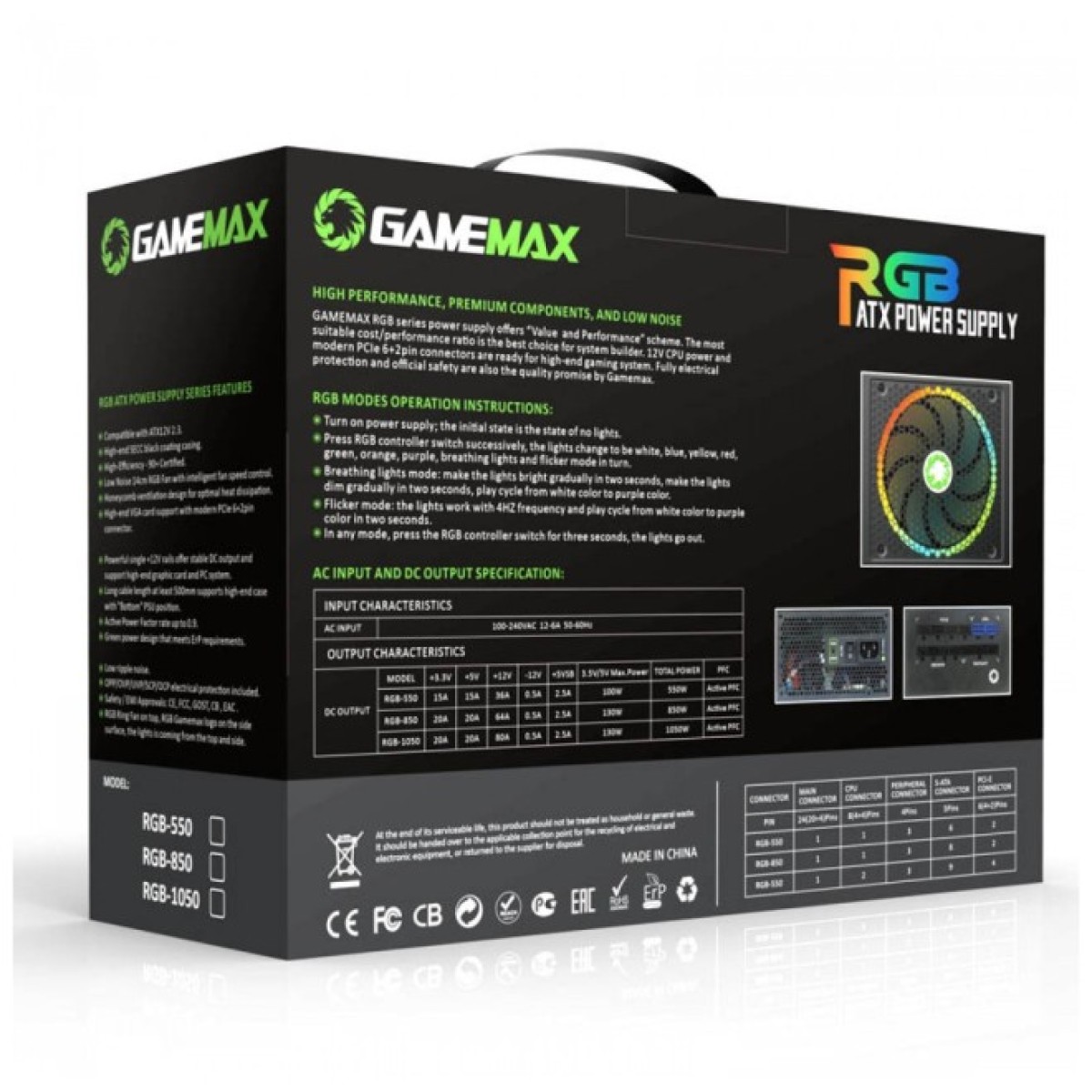 Блок питания Gamemax 1050W 80 Gold ARGB (RGB-1050 PRO) 98_98.jpg - фото 6