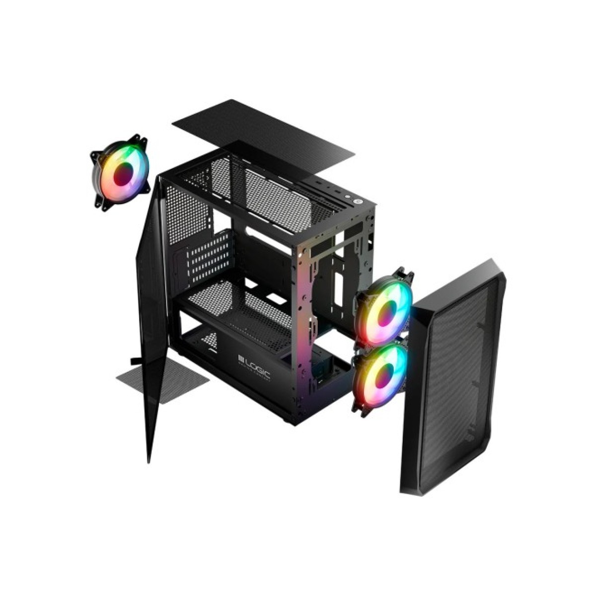 Корпус Logic concept PORTOS MESH+GLASS ARGB fans 3x120mm BLACK (AM-PORTOS-10-0000000-0002) 98_98.jpg - фото 8