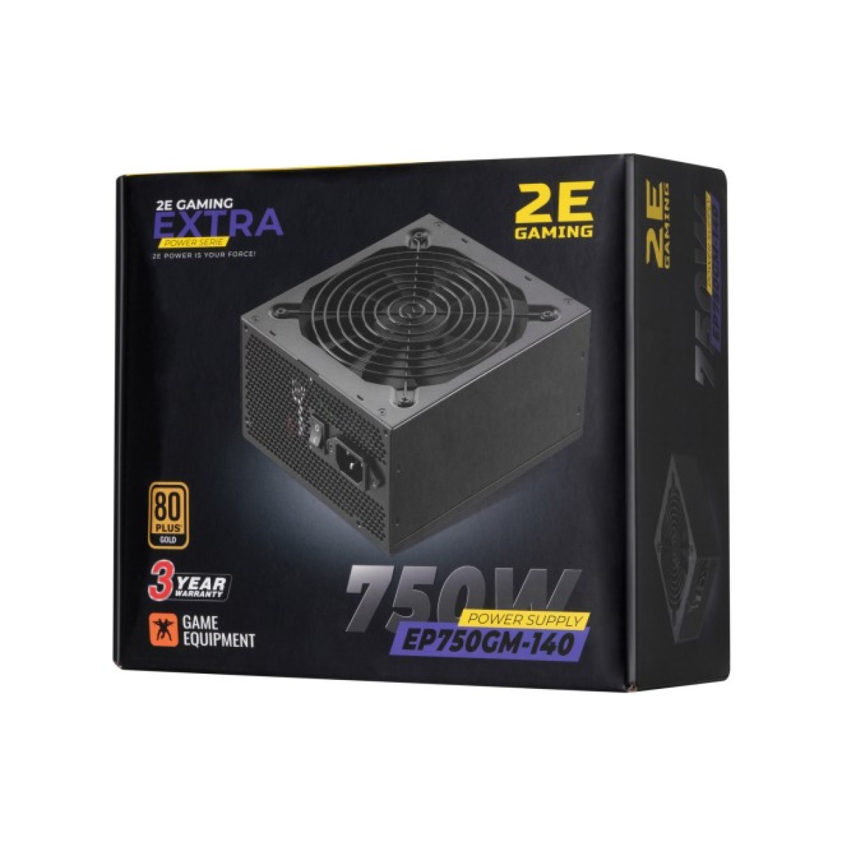 Блок питания 2E GAMING EXTRA POWER (750W), >90, 80+ Gold, 140mm, 1xMB 24pin(20+4), 1xCPU 8pin(4+4), 4xMolex, 6x (2E-EP750GM-140) 98_98.jpg - фото 3