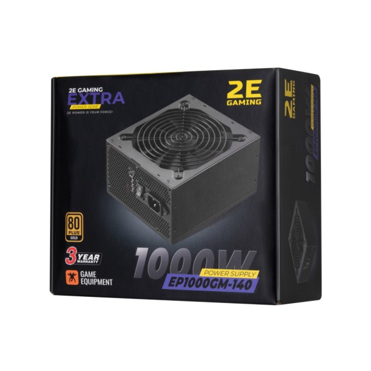 Блок живлення 2E GAMING EXTRA POWER (1000W), >90, 80+ Gold, 140mm, 1xMB 24pin(20+4), 2xCPU 8pin(4+4), 4xMolex, 6x (2E-EP1000GM-140) 98_98.jpg - фото 4