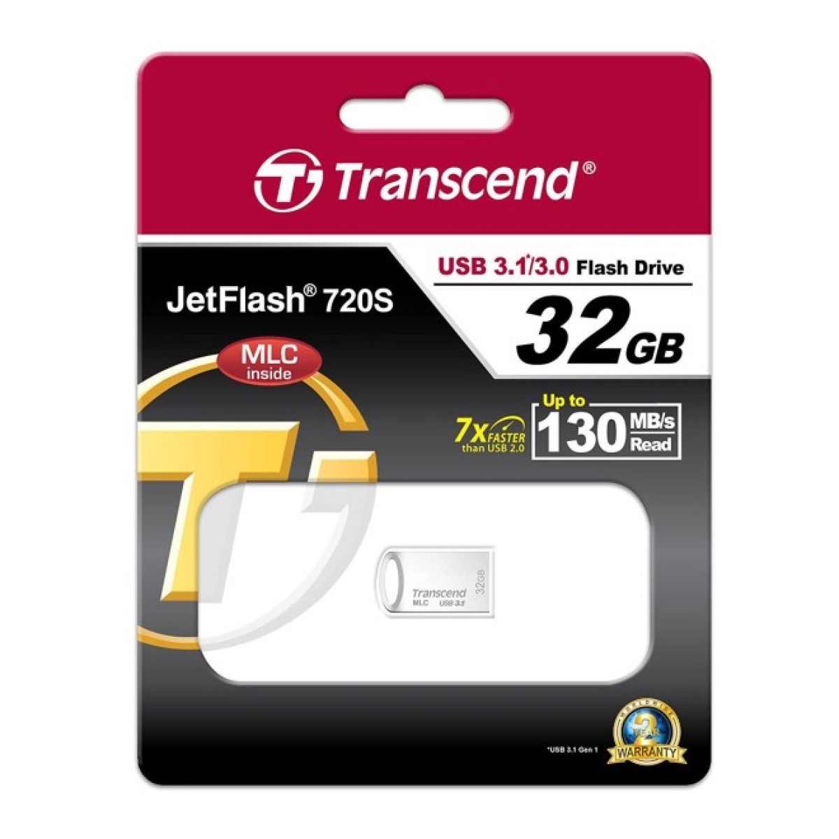 USB флеш накопитель Transcend 32GB JetFlash 720 Silver Plating USB 3.1 (TS32GJF720S) 98_98.jpg - фото 2
