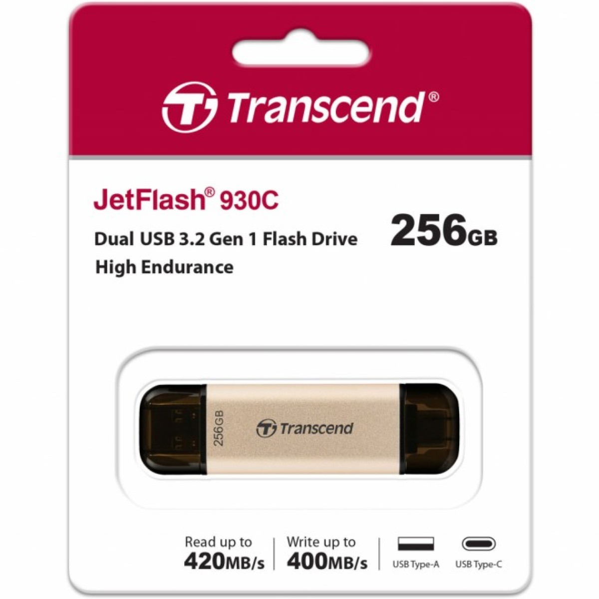 USB флеш накопитель Transcend 256GB JetFlash 930 Gold-Black USB 3.2/Type-C (TS256GJF930C) 98_98.jpg - фото 4