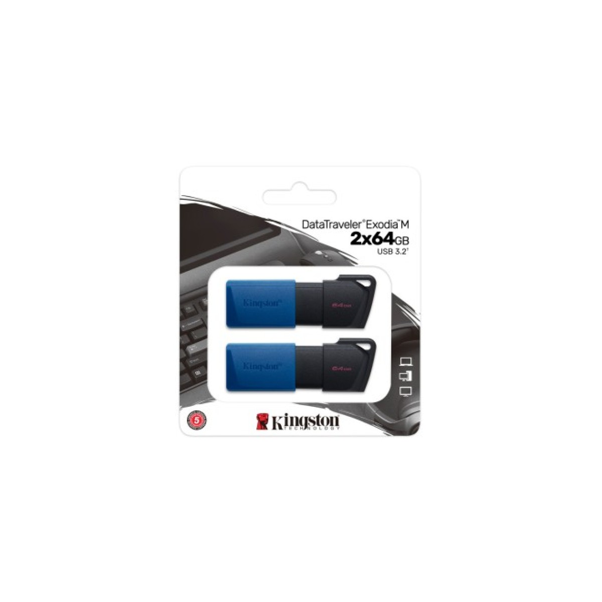 USB флеш накопитель Kingston 2x64GB DataTraveler Exodia M Black/Blue USB 3.2 (DTXM/64GB-2P) 98_98.jpg - фото 2
