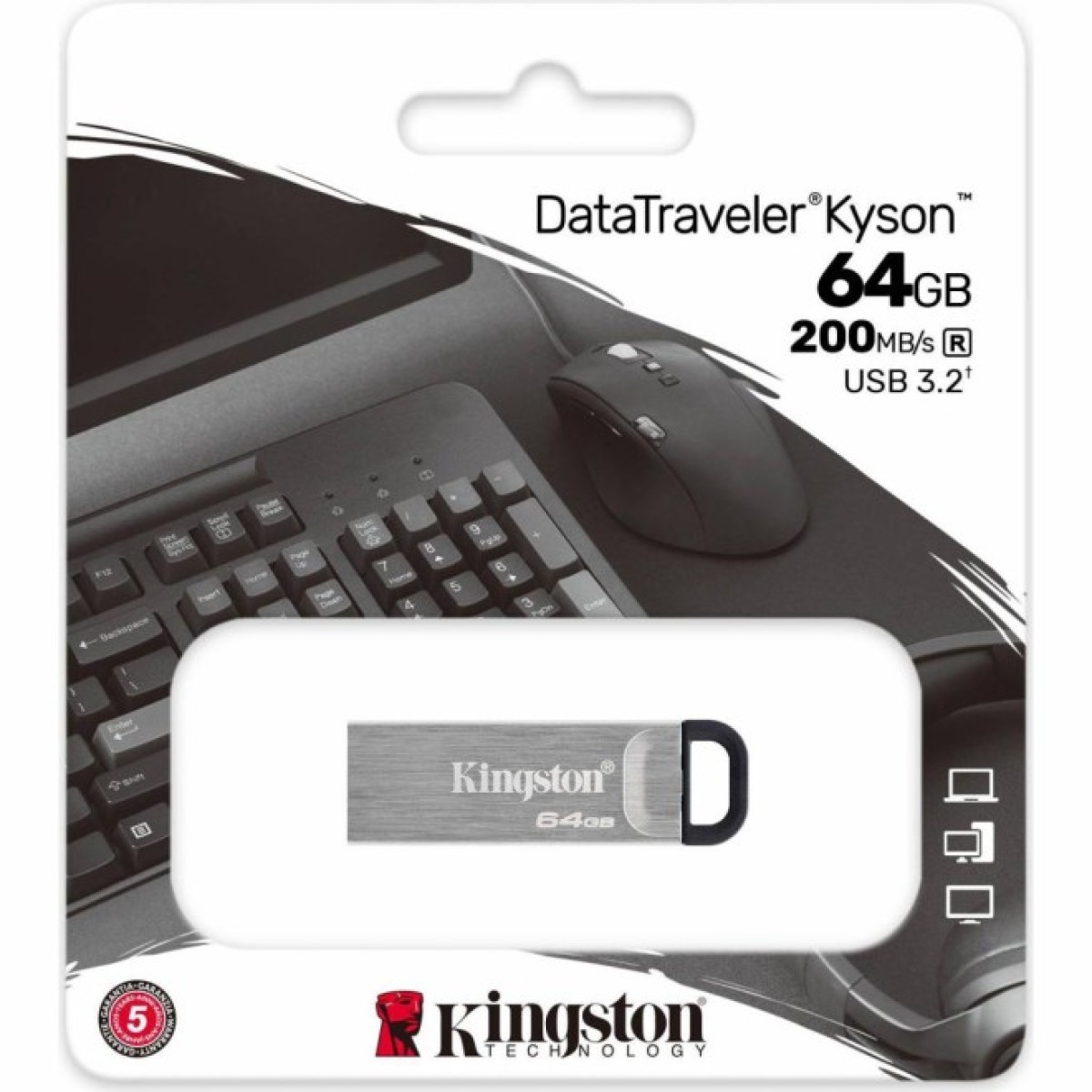 USB флеш накопитель Kingston 64GB Kyson USB 3.2 (DTKN/64GB) 98_98.jpg - фото 2