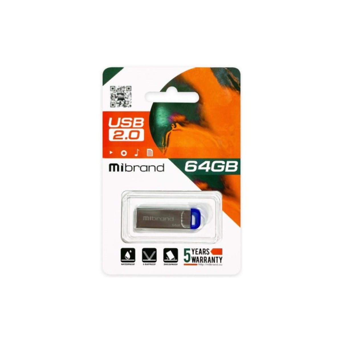 USB флеш накопичувач Mibrand 64GB Falcon Silver-Blue USB 2.0 (MI2.0/FA64U7U) 98_98.jpg - фото 2