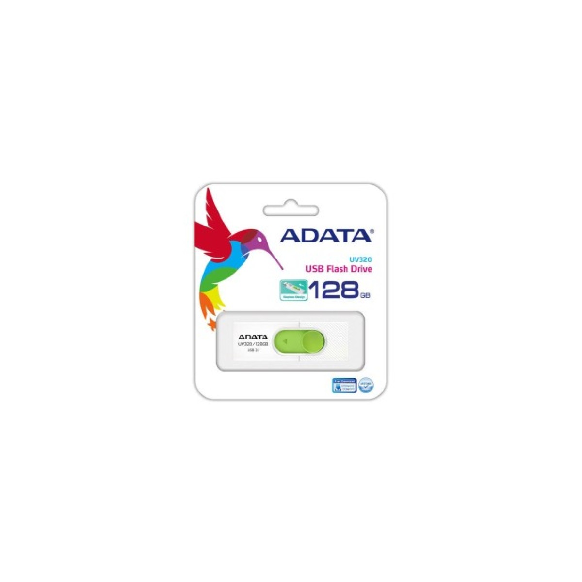 USB флеш накопитель ADATA 128GB UV320 White/Green USB 3.1 (AUV320-128G-RWHGN) 98_98.jpg - фото 2
