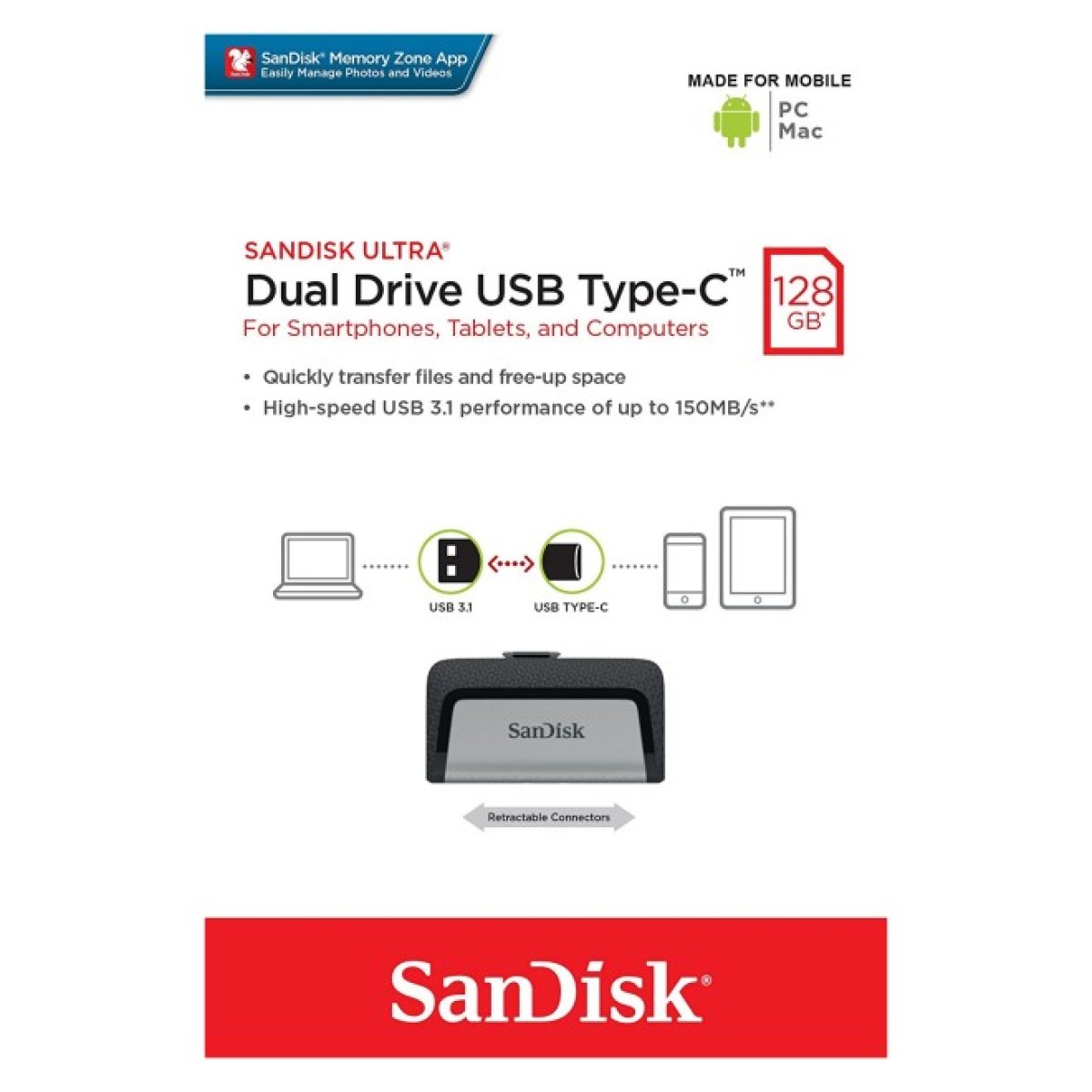 USB флеш накопитель SanDisk 128GB Ultra Dual USB 3.0/Type-C (SDDDC2-128G-G46) 98_98.jpg - фото 7