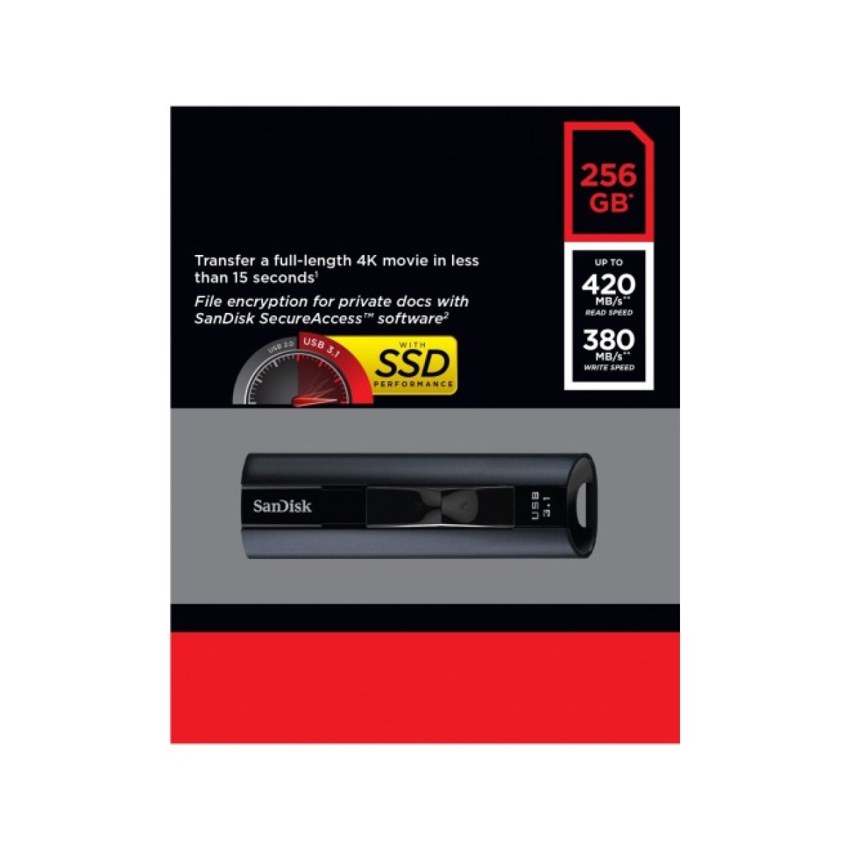 USB флеш накопичувач SanDisk 256GB Extreme Pro Black USB 3.1 (SDCZ880-256G-G46) 98_98.jpg - фото 6