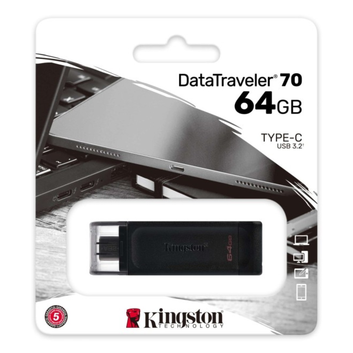 USB флеш накопитель Kingston 64GB DataTraveler 70 USB 3.2 / Type-C (DT70/64GB) 98_98.jpg - фото 2