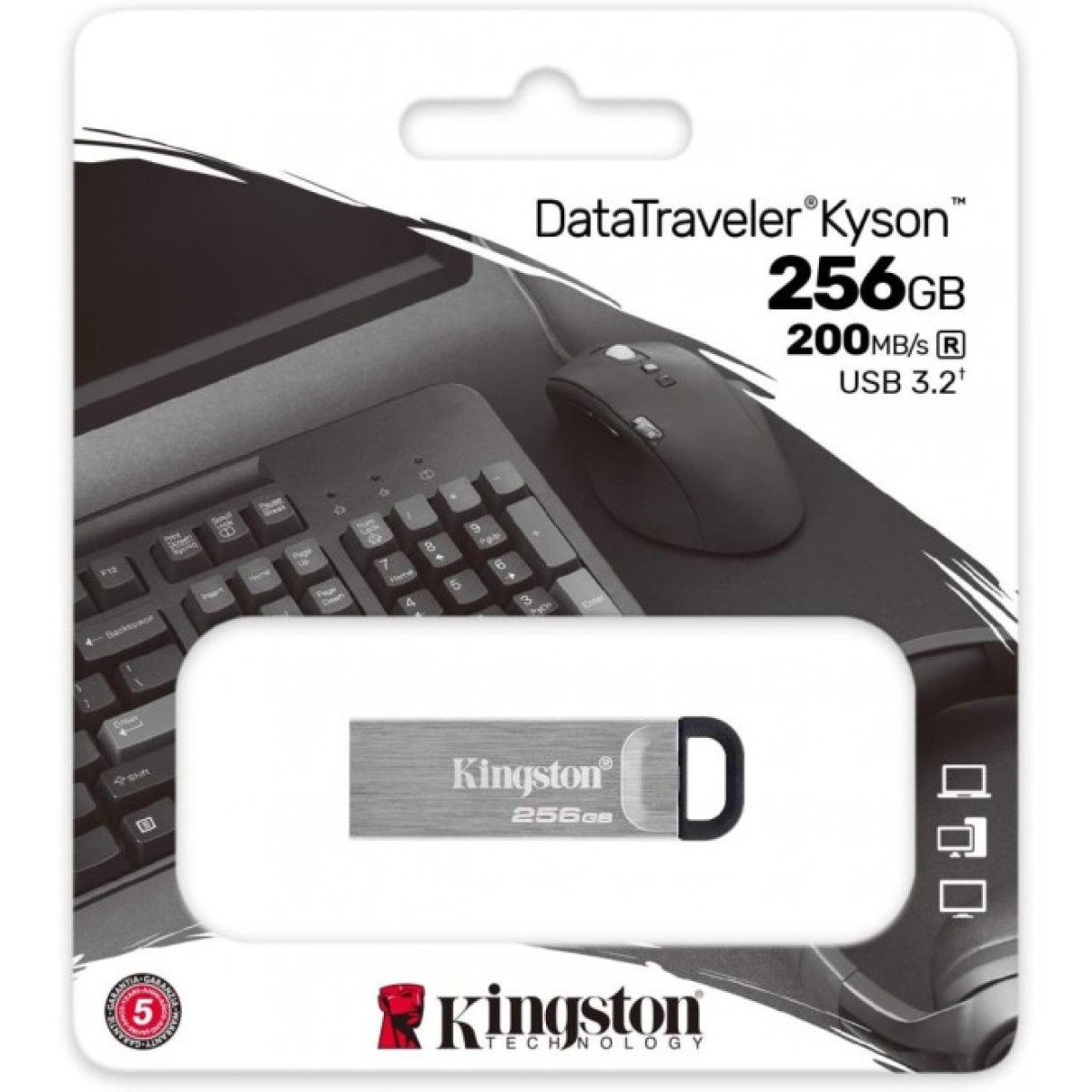 USB флеш накопичувач Kingston 256GB DT Kyson Silver/Black USB 3.2 (DTKN/256GB) 98_98.jpg - фото 2