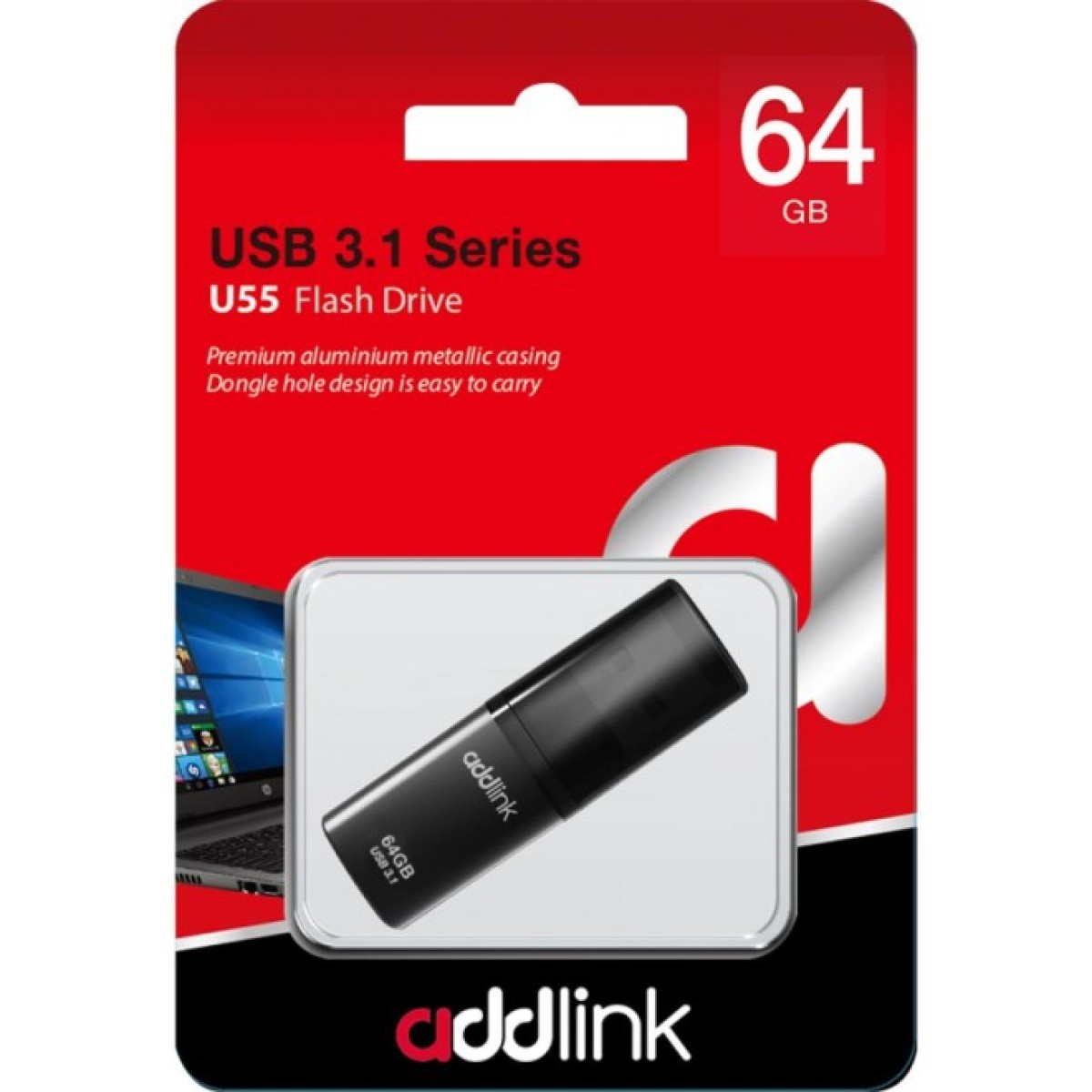 USB флеш накопичувач AddLink 64GB U55 Black USB 3.1 (ad64GBU55B3) 98_98.jpg - фото 2