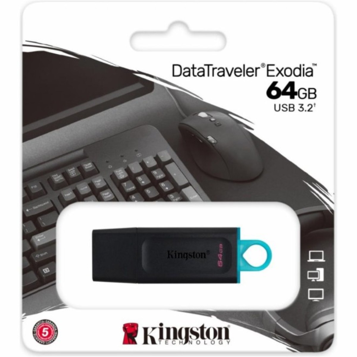USB флеш накопитель Kingston 64GB DataTraveler Exodia Black/Teal USB 3.2 (DTX/64GB) 98_98.jpg - фото 5
