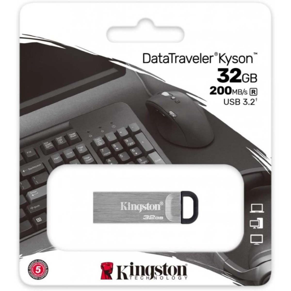 USB флеш накопичувач Kingston 32GB DT Kyson Silver/Black USB 3.2 (DTKN/32GB) 98_98.jpg - фото 4