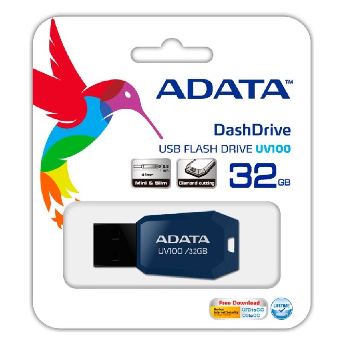 USB флеш накопичувач ADATA 32GB DashDrive UV100 Blue USB 2.0 (AUV100-32G-RBL) 98_98.jpg - фото 4