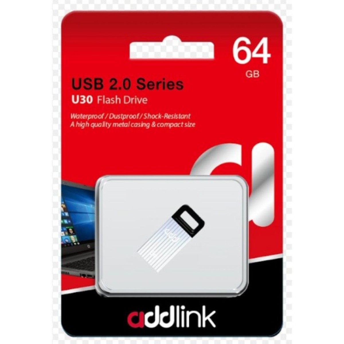 USB флеш накопичувач AddLink 64GB U30 Silver USB 2.0 (ad64GBU30S2) 98_98.jpg - фото 2