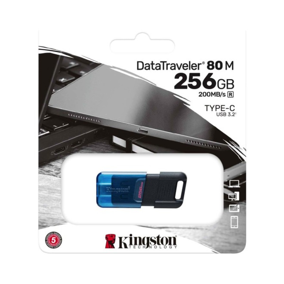 USB флеш накопичувач Kingston 256 GB DataTraveler 80 M USB-C 3.2 (DT80M/256GB) 98_98.jpg - фото 6