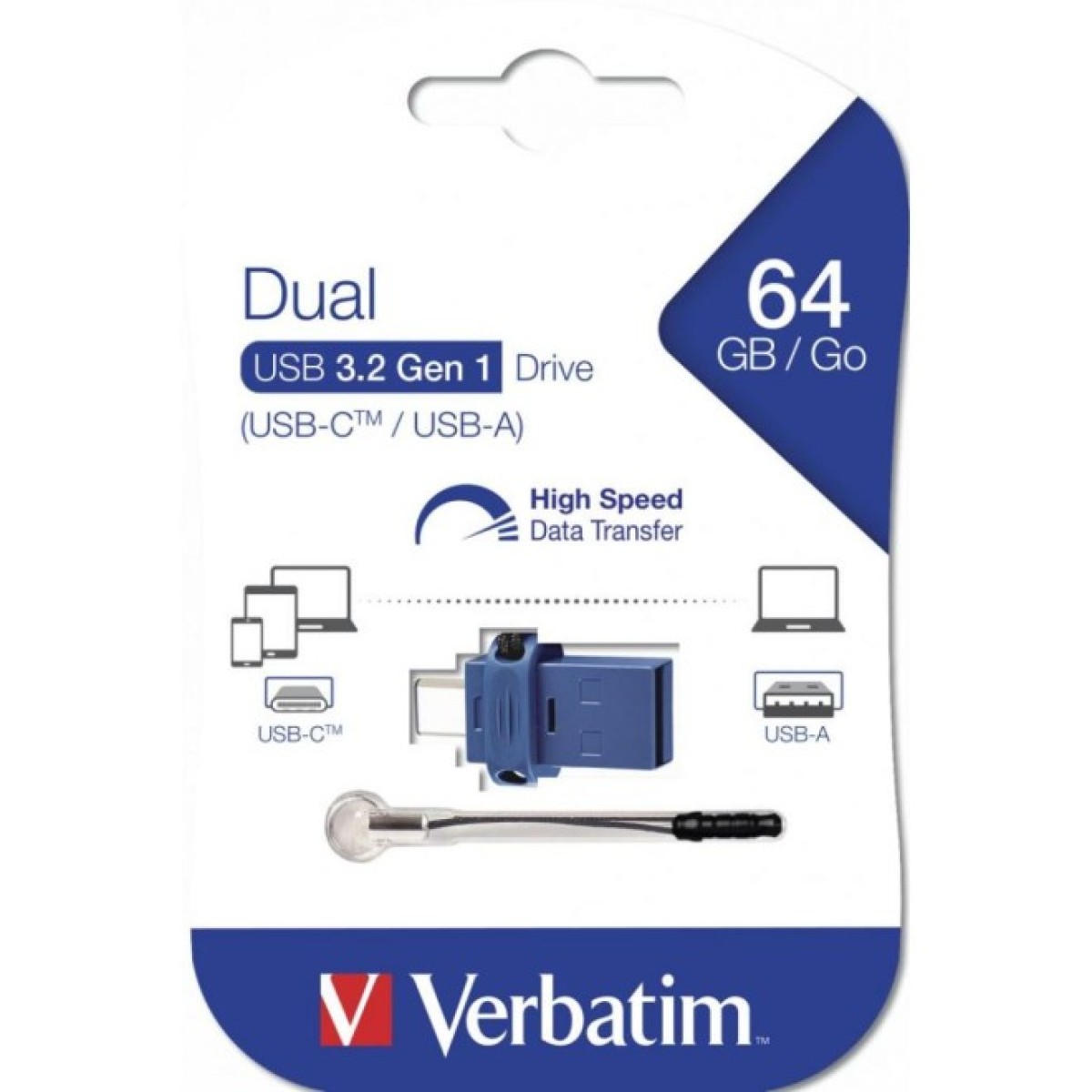 USB флеш накопитель Verbatim 64GB Dual USB Drive USB 3.0/Type-C (49967) 98_98.jpg - фото 2