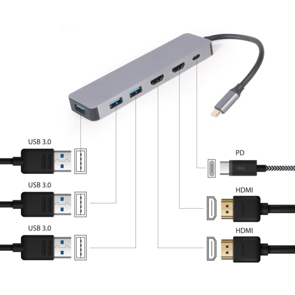 Концентратор Cablexpert USB-C 3-in-1 (A-CM-COMBO3-03) 98_98.jpg - фото 2