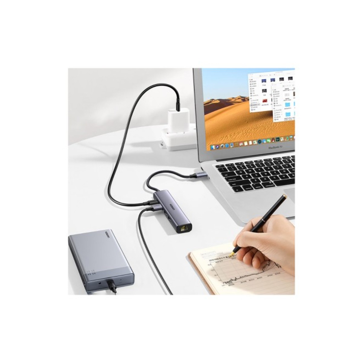 Концентратор Ugreen USB 3.0 Type-C to 3xUSB 3.0 + RJ45 1000M CM475 grey (20932) 98_98.jpg - фото 2