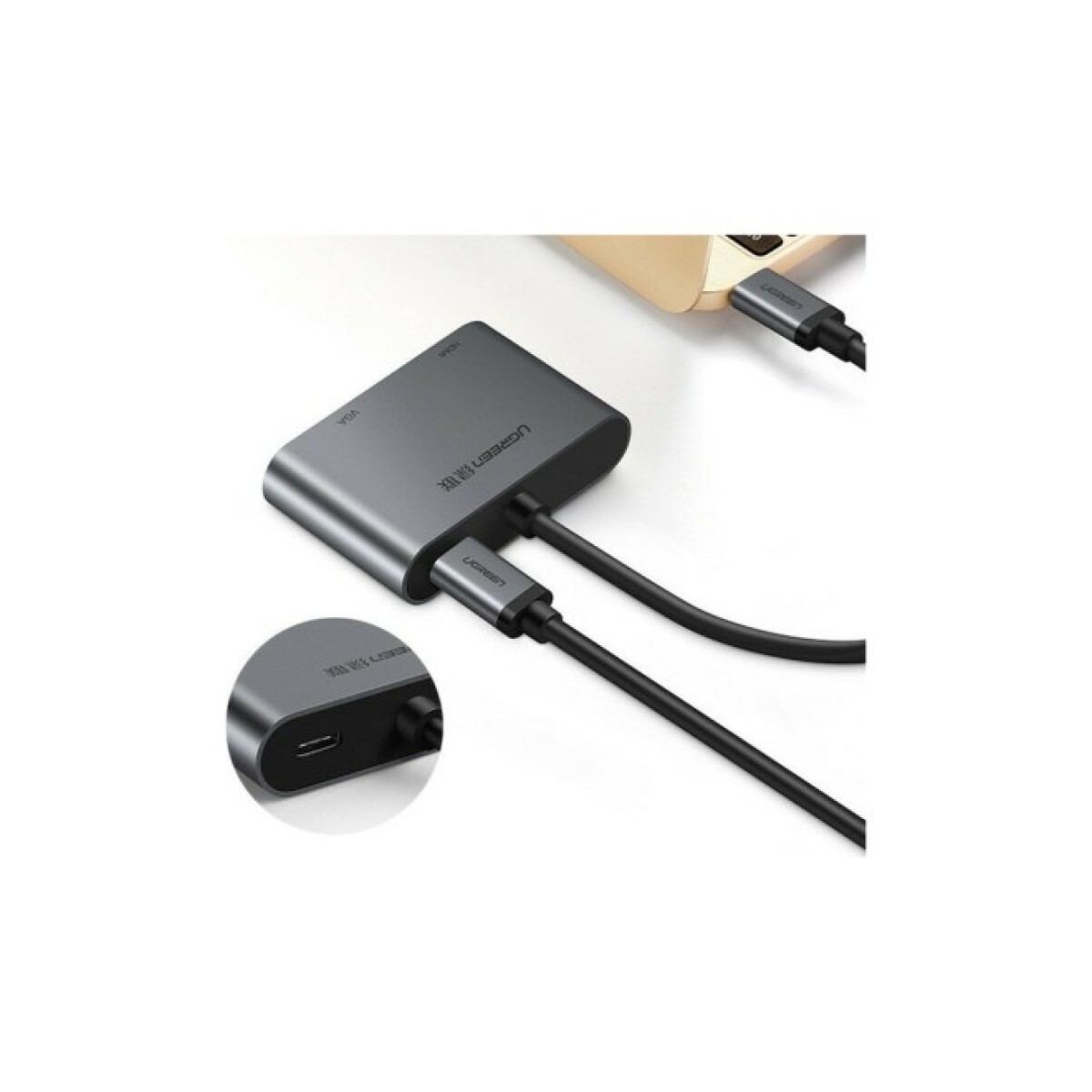 Концентратор Type-C M to HDMI+VGA Adapter with PD CM162 (Silver) Ugreen (50505) 98_98.jpg - фото 2