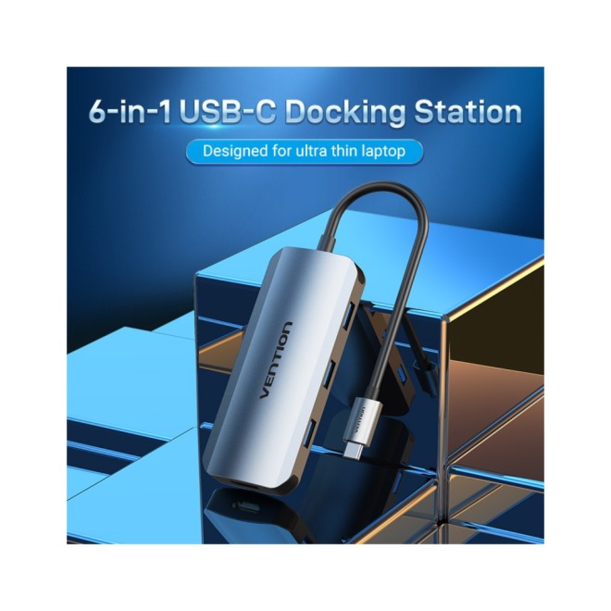 Концентратор Vention USB3.1 Type-C --> HDMI/USB-C Gen 1/USB 3.0x3/PD 100W Hub 6-i (TOFHB) 98_98.jpg - фото 2