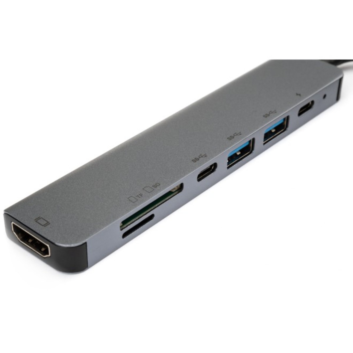 Концентратор Vinga Type-C to 4K HDMI+2*USB3.0+SD+TF+PD+USB-C 3.1 Gen1 aluminium (VCPHTC7AL) 98_98.jpg - фото 2