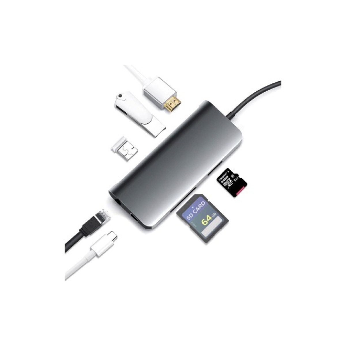 Концентратор Prologix USB3.1 Type C to HDMI+2*USB3.0+PD+Lan+TF+SD (PR-WUC-105B) 98_98.jpg - фото 3