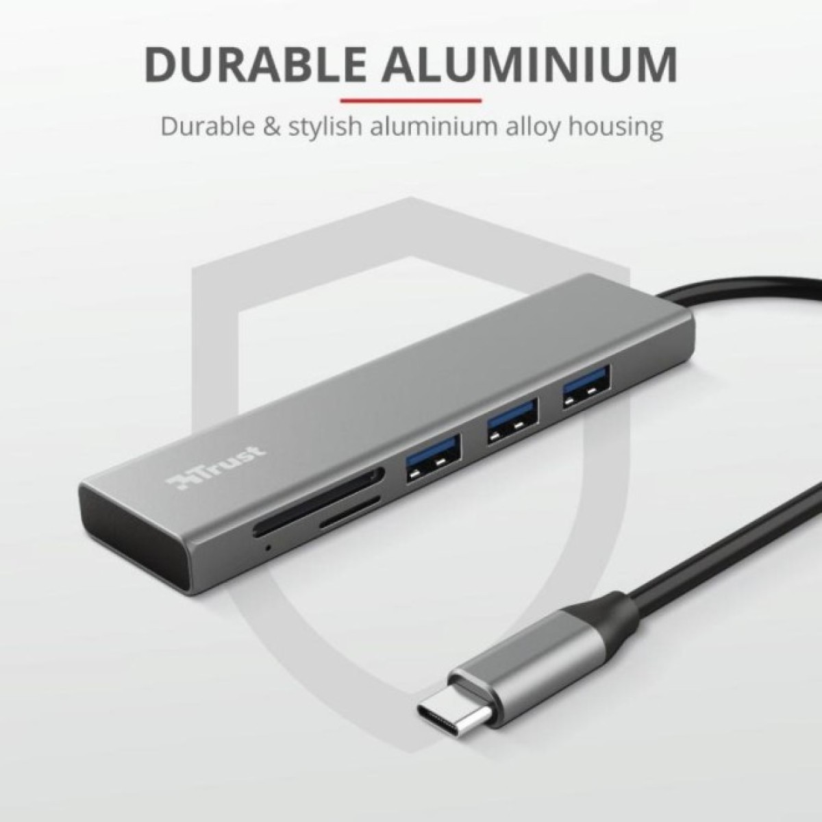 Концентратор Trust HALYX FAST 3USB+CARD READER USB-C ALUMINIUM (24191_TRUST) 98_98.jpg - фото 4