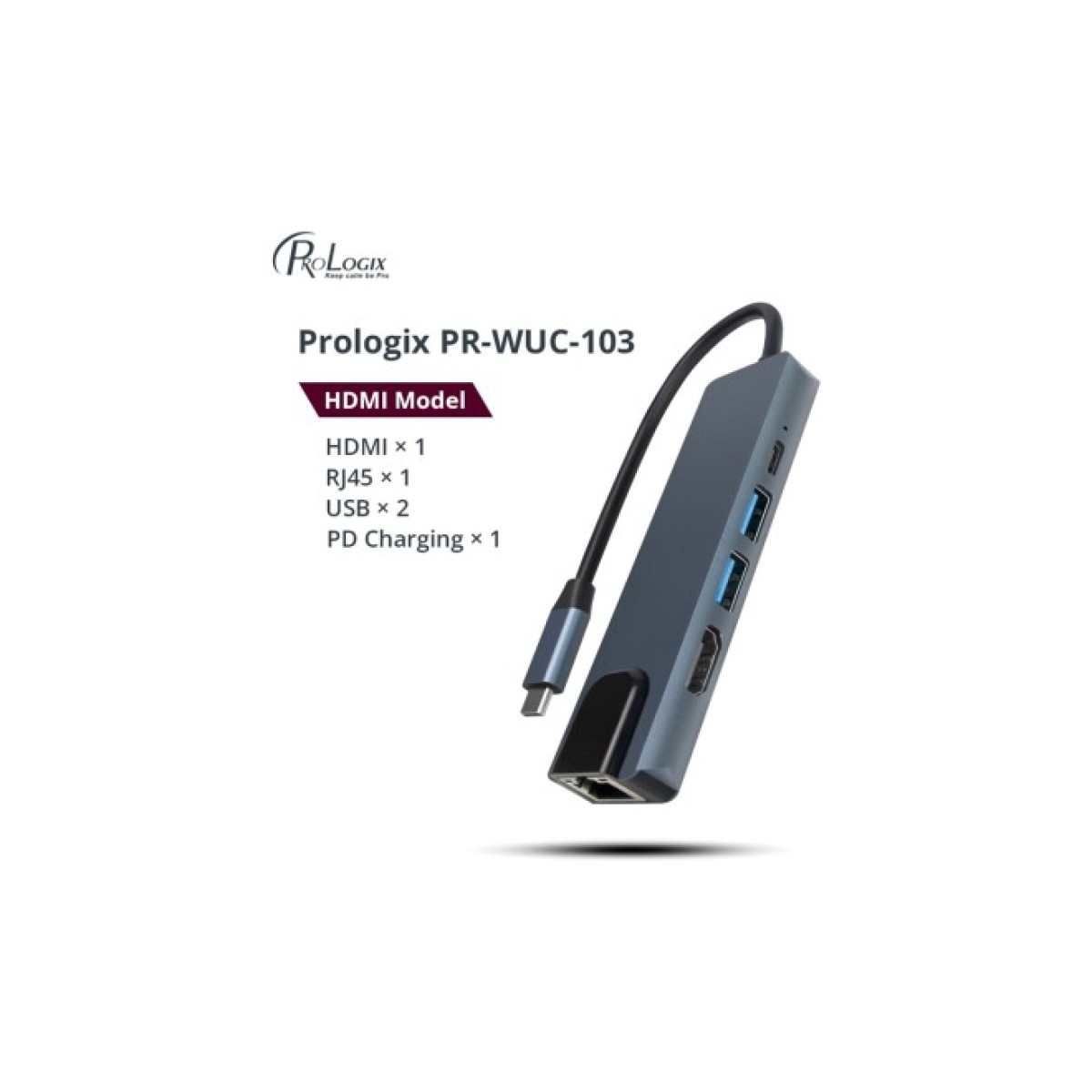 Концентратор Prologix USB3.1 Type C to HDMI+2*USB3.0+USB C PD+Lan (PR-WUC-103B) 98_98.jpg - фото 3