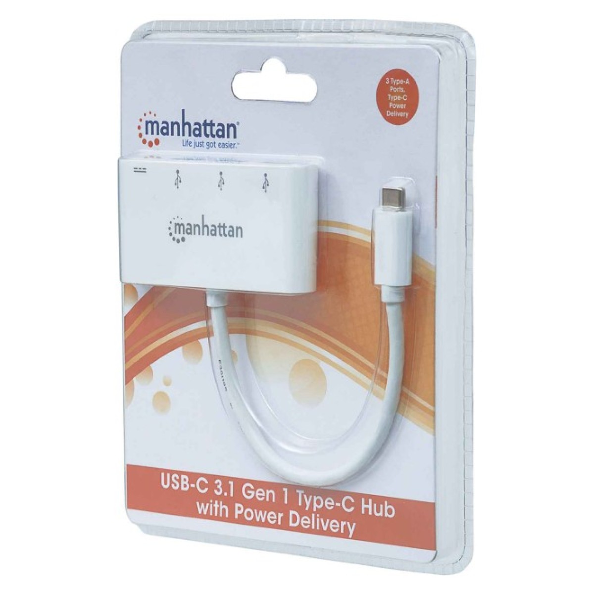 Концентратор Intracom Manhattan Type-C 4-port USB 3.0 + 3.1 PD white (163552) 98_98.jpg - фото 3