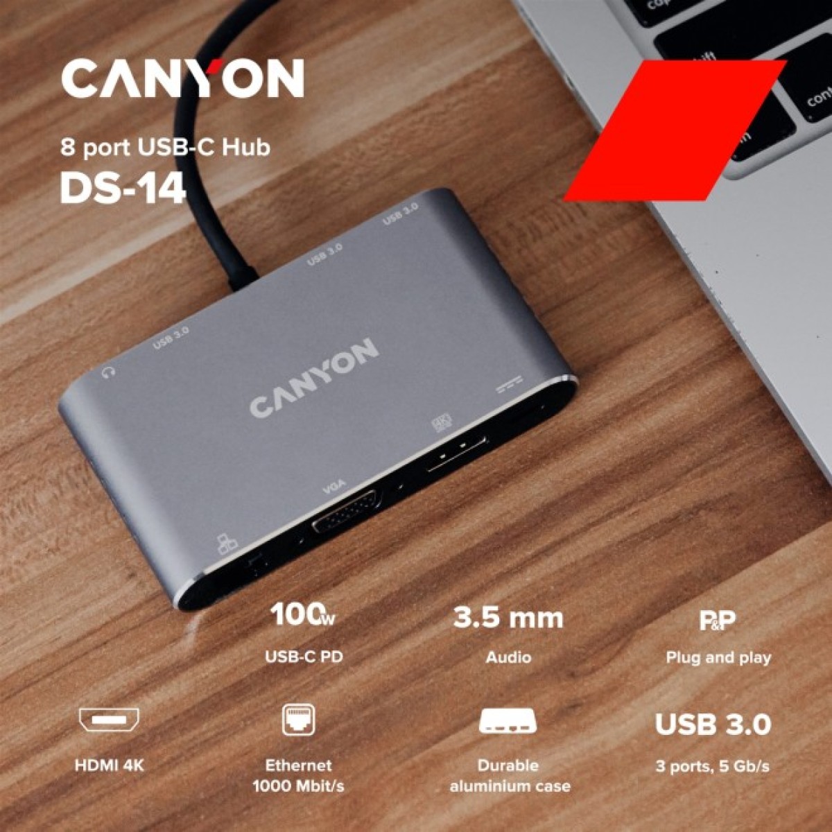 Концентратор Canyon 8-in-1 USB-C (CNS-TDS14) 98_98.jpg - фото 3