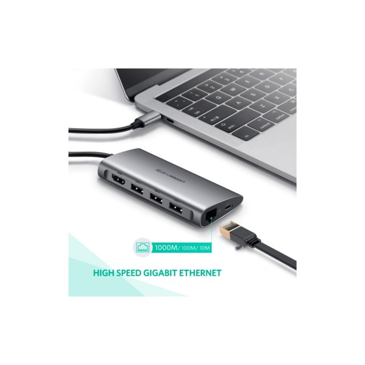 Концентратор Ugreen USB3.0 Type-C to USB 3.0x3/HDMI/RJ45/SDTF/PD CM121 (50538) 98_98.jpg - фото 4