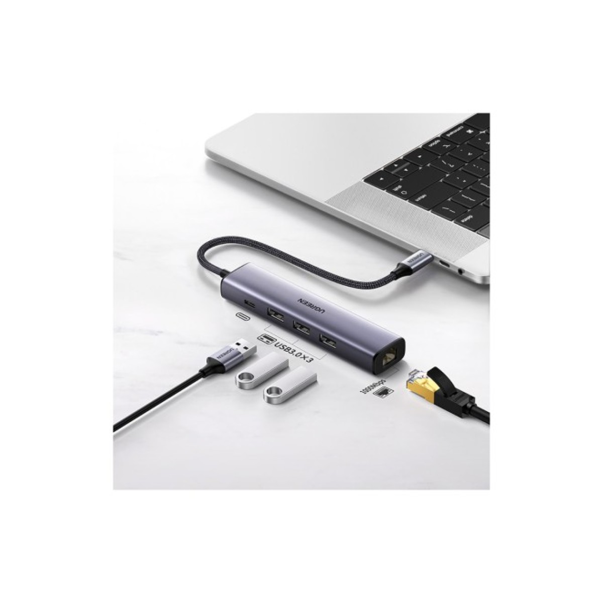 Концентратор Ugreen USB 3.0 Type-C to 3xUSB 3.0 + RJ45 1000M CM475 grey (20932) 98_98.jpg - фото 9