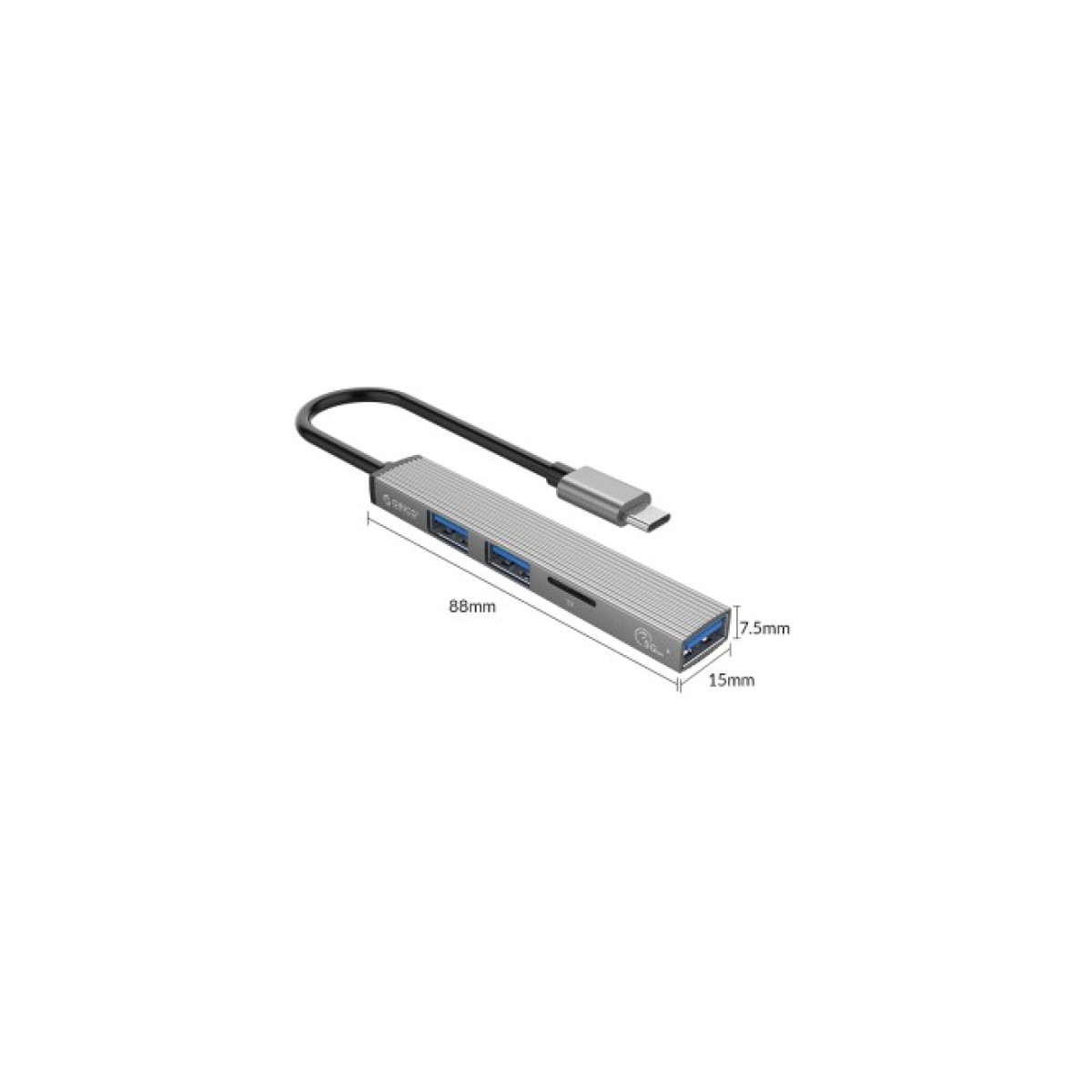 Концентратор Orico Type-C to USB3.0, 2xUSB2.0, TF (AH-12F-GY-BP) (CA913541) 98_98.jpg - фото 3